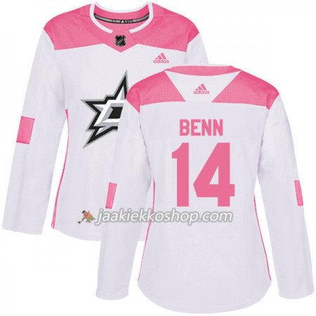 Nainen NHL Dallas Stars Pelipaita Jamie Benn 14 Adidas 2017-2018 Valkoinen Vaaleanpunainen Fashion Authentic